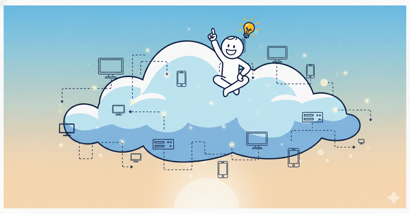 Mascotte Ether op een internet cloud